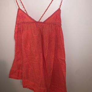 Pink linen Free People tank